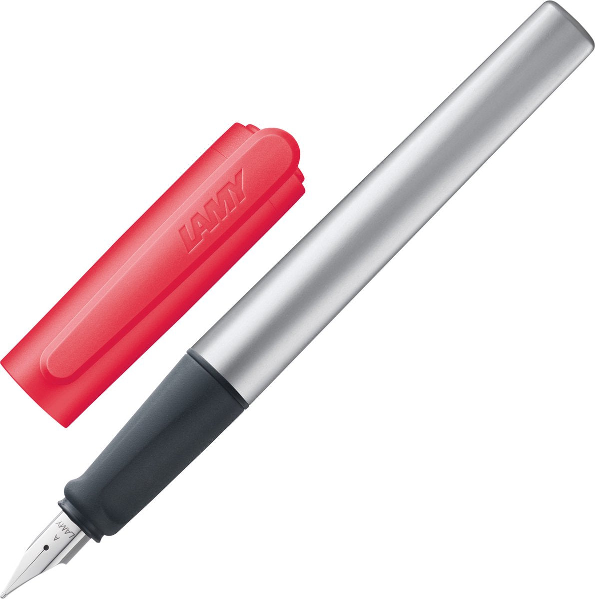 Füllfederhalter Lamy nexx neoncoral red – mit rutschfestem Griff und polierter Stahlfeder in der Breite A – dreieckiges Aluminiumgehäuse