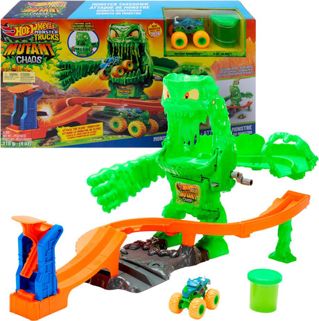 Hot Wheels Monster Trucks Besiege das mutierte Monster – Spielset mit Spielzeugauto und Schleim