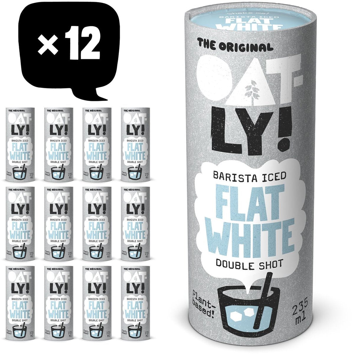 Hafer! Haferflocken Barista Iced Flat White – 12x235ml – pflanzlicher Eiskaffee – Kaffee – Vorteilspack