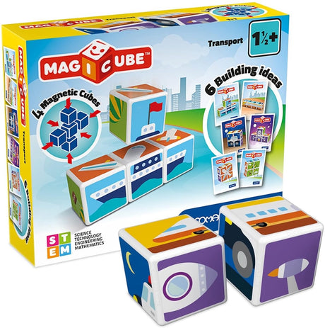 Geomag Magicube Transport – magnetische Bausteine mit Fahrzeugen – 7-teilig – ab 1 Jahr