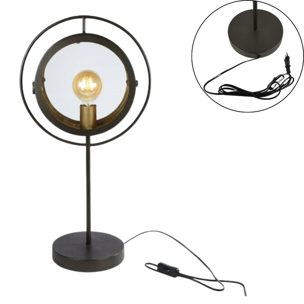Ngk Tischlampe aus Glas und Metall 65 cm
