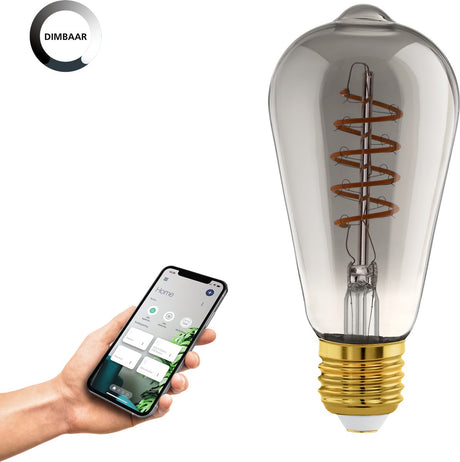 Eglo connect.z smarte LED-Lampe -E27 - ø 6,4 cm - Rauch - Rauchglas - 2000k - dimmbar - ZigBee