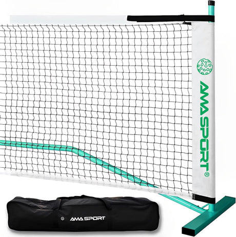 Ama Sport Pickleballnetz grün – tragbares komplettes Netzset mit Tasche – einfacher Aufbau –