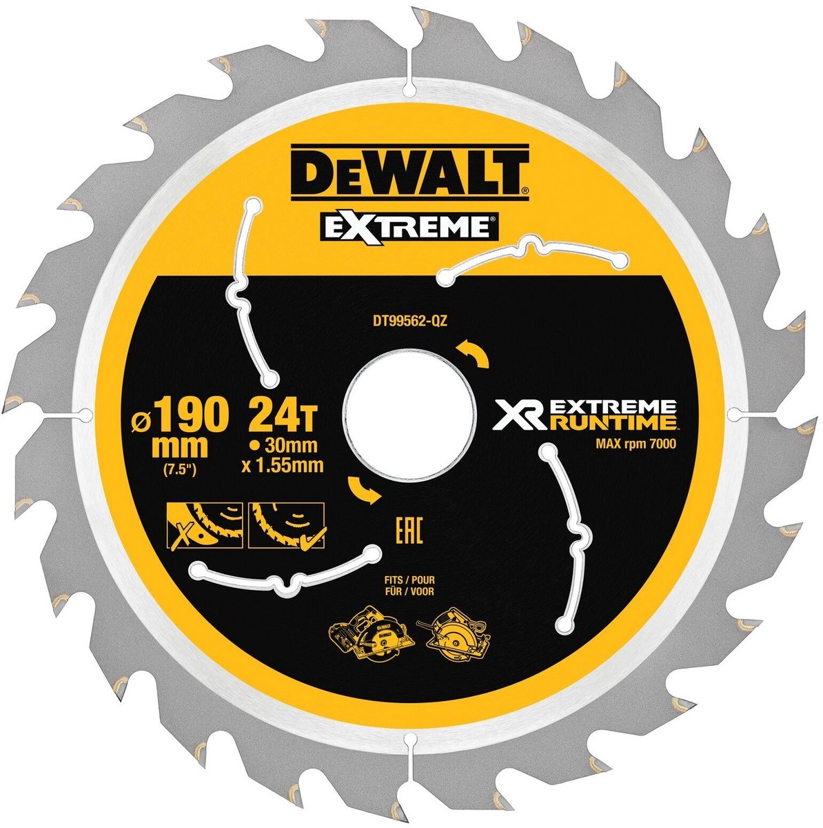 Dewalt Zubehör dt99562 xr Kreissägeblatt 190 x 30 mm 24 Zähne – dt99562-qz