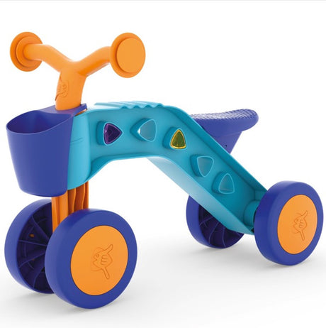 Chillafish Laufrad 1 Jahr für Jungen und Mädchen mit Spielblöcken – Lauflernwagen für Kleinkinder bis 3 Jahre mit Korb – blau – leicht – leise Anti-Rutsch-Reifen für drinnen und draußen – stabiles Vierrad – Modell itsibitsi