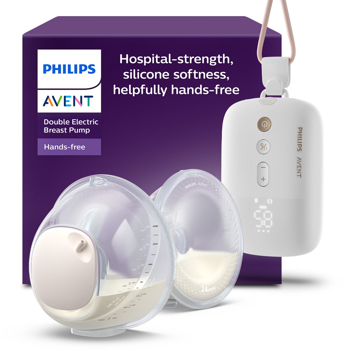 Philips avent - handsfree dubbele elektrische draagbare borstkolf - comfortabele krachtige motor - ultralichte transparante cups - scf532 11