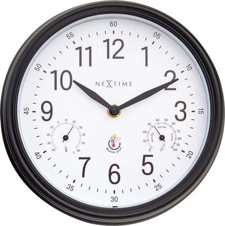 Nextime jasmine – weerstation wandklok – 23.5 cm – metaal – wit – weerbestendig
