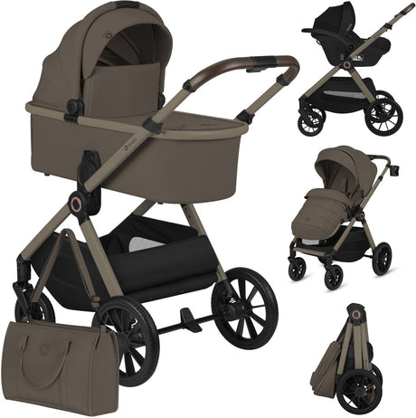 Lionelo Layla - Kinderwagen 3in1 - XXL-Set - inkl. i-Size-Autositz – vielseitig und ganzjährig – große Räder – Einhandbedienung – für jedes Gelände – Zubehörset