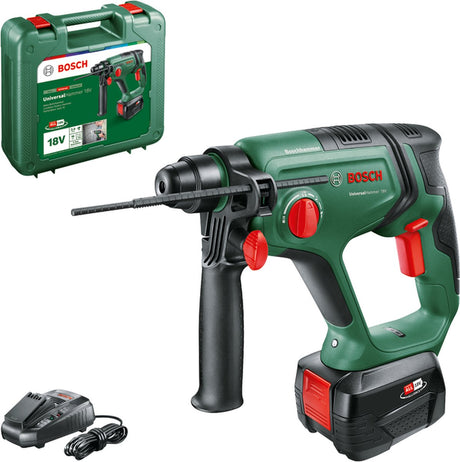 Bosch Universalhammer 18V Akku-Bohrhammer - 2,0 J - mit 1x 18 V Akku (4,0 Ah) und Ladegerät - im Koffer