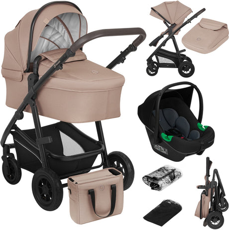 Lionelo Bianka Kinderwagen 3 in 1 - inkl. Autositz - 0-22kg - xxl - Buggy 3in1 - verstellbare Schiebestange - klappbar - Zubehörset - xxl Sonnenverdeck - Lagerräder - Reisebett