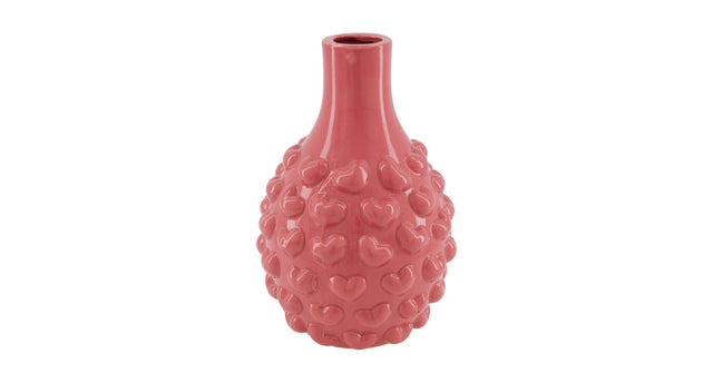 Vase hearts ceramic 18.5x18.5x27cm dark pink