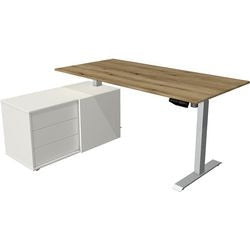 Zit-sta-bureau kerkmann 10223055 melamine; staal eiken; zilver