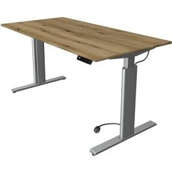 Zit-sta-bureau kerkmann 10232555 spaanplaat eiken, zilver