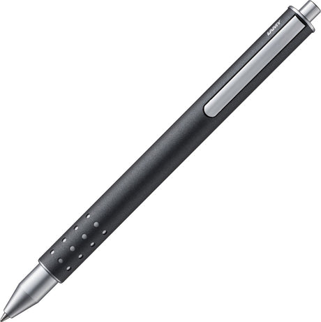 Lamy Swift Tintenroller 334 anthrazit – aus Edelstahl in Mattlackierung – ohne Kappe mit versenkbarem Clip – inkl. Mine m 66 b blau
