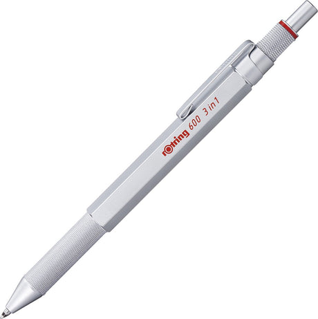 Rotring 300 3-in-1 multipen - balpen en vulpotlood - 0,5 mm - balpenpunten met zwarte en rode inkt - zilveren behuizing