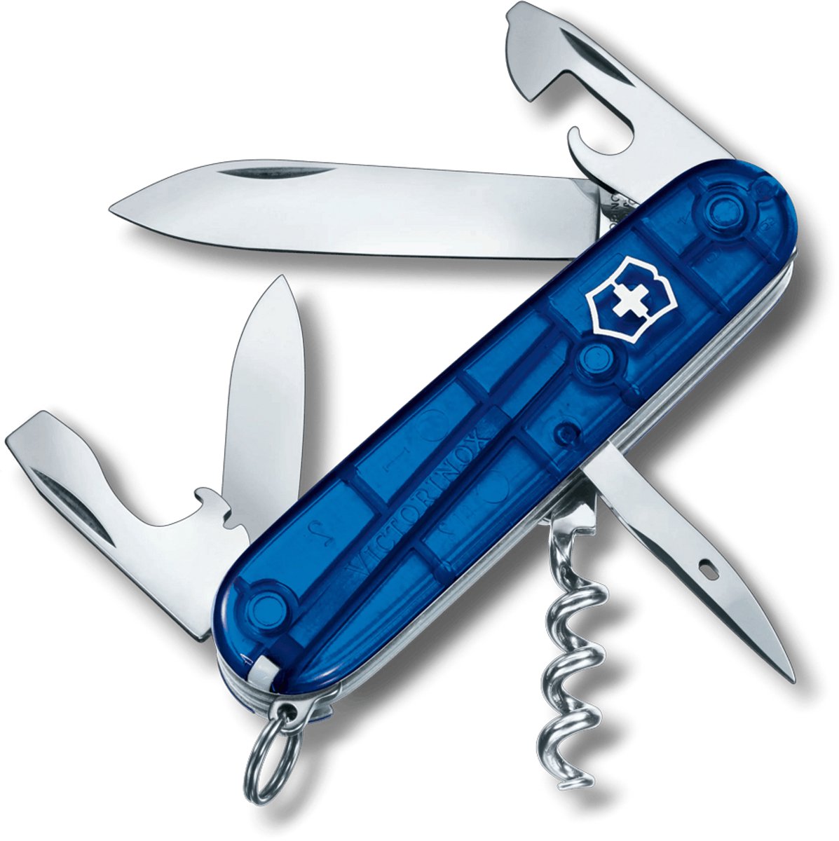 Victorinox spartanisches Taschenmesser – 12 Funktionen – transparentes Blau