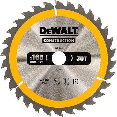 Dewalt Zubehör Kreissägeblatt 165x20x30t - dt1935-qz
