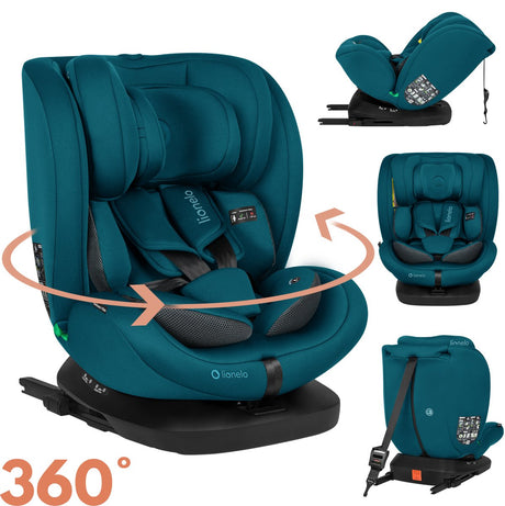 Lionelo Bastiaan 4in1 – Autositz Isofix 360° drehbar – von der Geburt bis 12 Jahre (40–150 cm Gruppe 0 1 2 3) – RWF FWF – Memory-Schaum – Seitenschutz – voll verstellbar – bequemer breiter Sitz – i-Size-Autositz