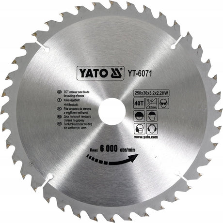 Yato Kreissägeblatt ø250 mm – 40t – Innendurchmesser 30 mm