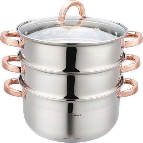 Klausberg 7735 - Dampfpfanne - 4 Teile - 24 cm - 5 Liter - Edelstahl - alle Wärmequellen