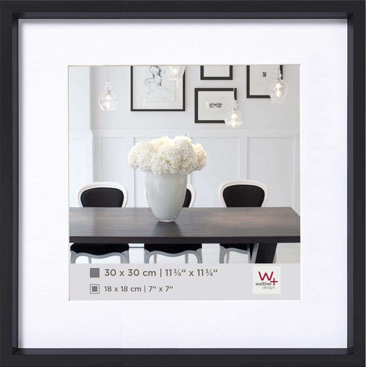 Walther Steel Style - Kunststoffrahmen - Fotogröße 30x30cm - Schwarz
