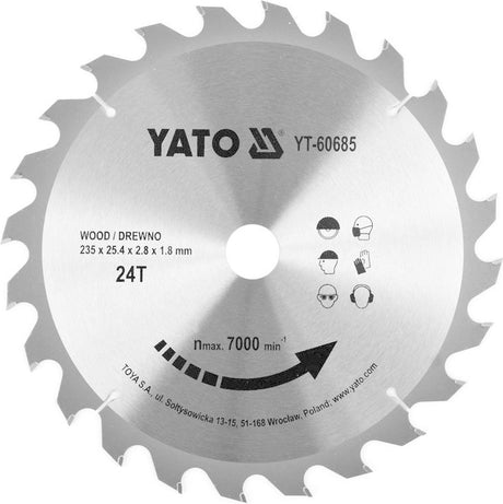 Yato cirkelzaagblad ø235 mm - 24t - binnendiameter 25,4 mm