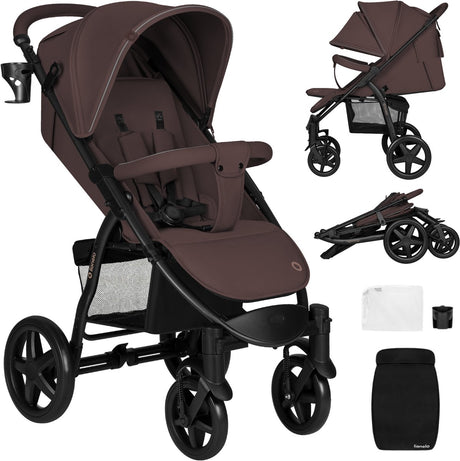 Lionelo Buggy Annet Plus – leicht faltbar – große solide Räder mit Federung – inklusive Fußsack, Moskitonetz-Getränkehalter – verstellbare Rückenlehne, Fußstütze – Kinderwagen ab der Geburt bis 22 kg – Kinderwagen