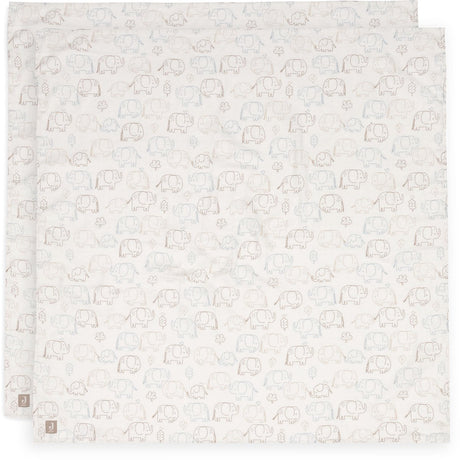 Jollein hydrofiele doek large - 115x115cm - elephant tales - 2 stuks