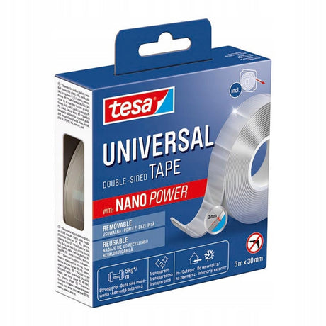 Tesa Nano Power doppelseitiges Montageband 3 m x 30 mm – sehr wiederverwendbar
