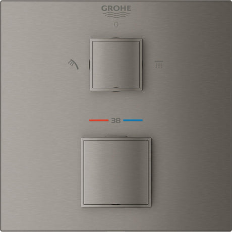 Grohe Grohtherm Cube Dusch-Thermostatarmatur – mit Fertigbauset – Hartgraphit – 24154AL0