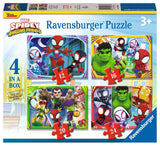 Ravensburger Spidey und seine tollen Freunde 4-in-1-Box-Puzzle – 12+16+20+24 Teile – Kinderpuzzle