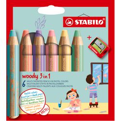 Stabilo Woody 3in1 Bleistifte - 6 Farben + Bleistifte SLEFER