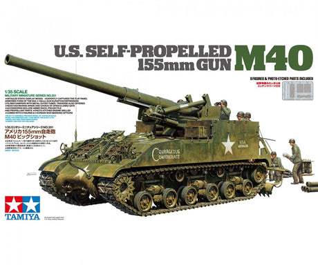 Tamiya Modellbausatzauto – 35351 155-mm-Selbstfahrlafette M40 aus Kunststoff – 1:35 – Modellbau