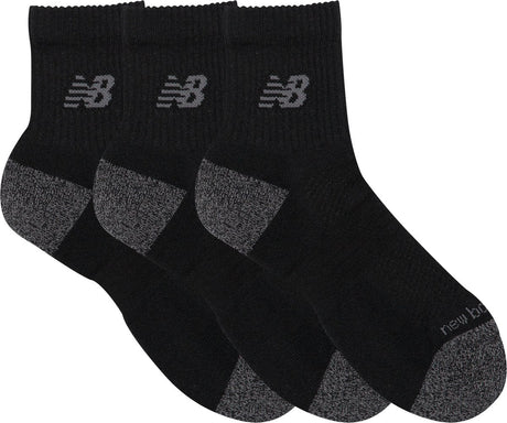 New Balance Active QTR Socken 3er-Pack Unisex-Sportsocken – Schwarz