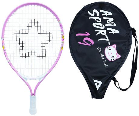 Ama Sport Kinder-Tennisschläger Cat Pink 19 Zoll – leichter Junior-Schläger mit Tasche – ideal für Anfänger –