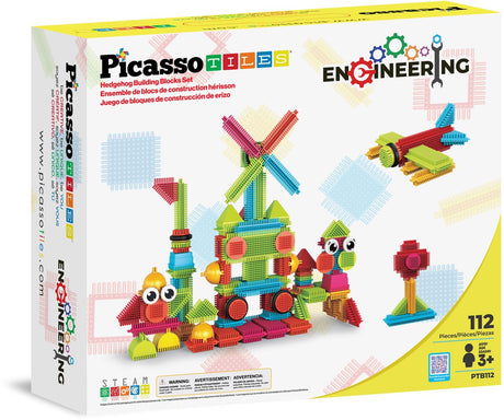 Picassotiles Tactic Picasso Tiles – Konstruktionsspielzeug – Igel-Bausteine – Konstruktionsspielzeug – Stielspielzeug – kreatives Bauspielzeug – 112 Teile – ab 3 Jahren