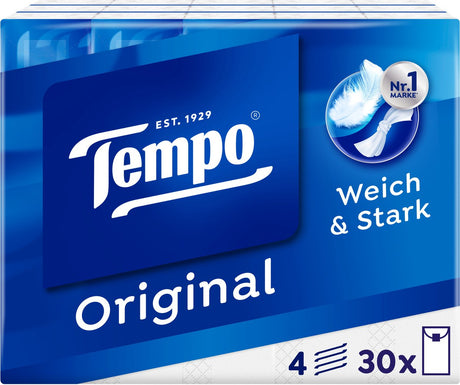 Tempo Original – 4-lagige Taschentücher – Vorteilspackung – 10 x 30 Packungen = 300 Packungen