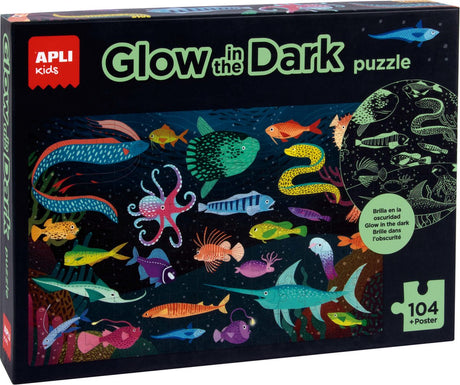 Apli | Ozean-Puzzle leuchtet im Dunkeln + Poster 104 Teile