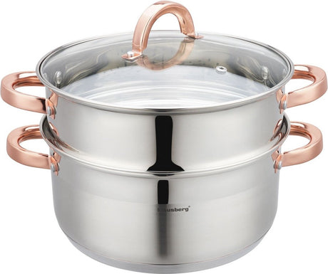 Klausberg 7734 - Dampfpfanne - 3 Teile - 24 cm - 5 Liter - Edelstahl - alle Wärmequellen