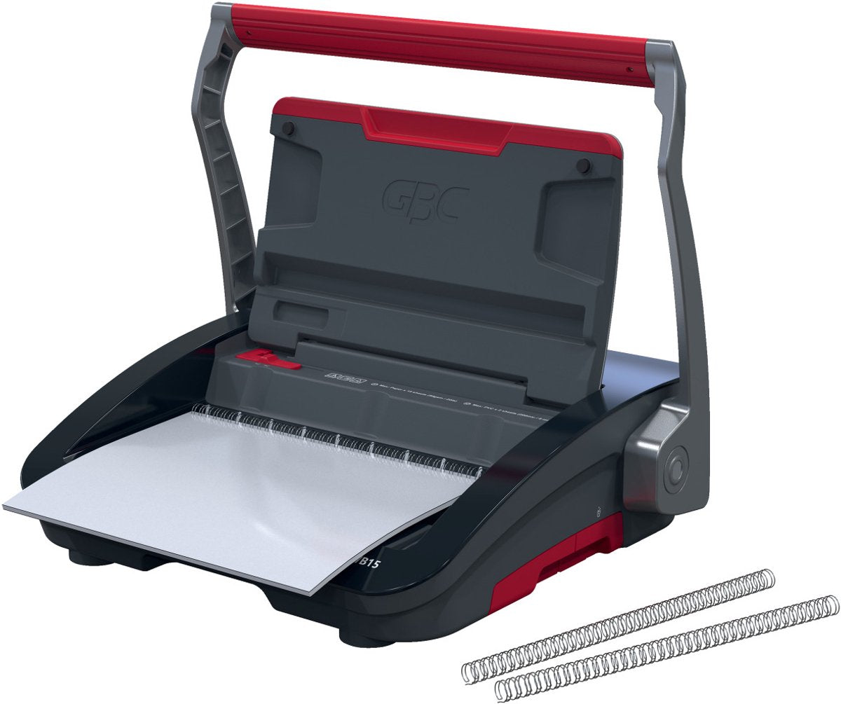GBC Wirebind® WB15 Manuelles Bindegerät – Spiralbindung – 125 Blatt – Schwarz Rot