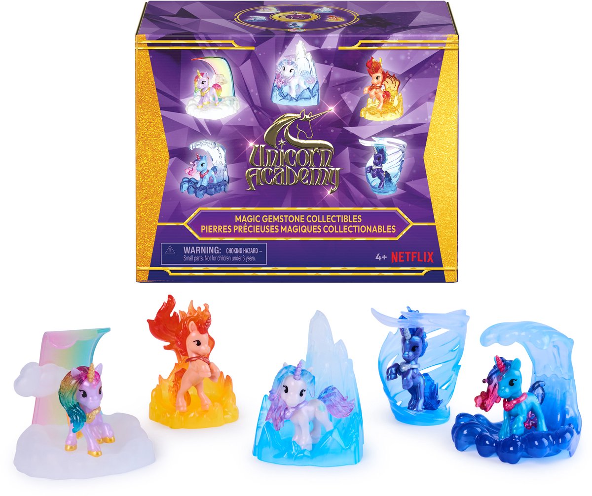 Einhorn-Akademie – 5er-Pack Einhorn mit magischen Edelsteinen – Einhorn-Spielzeug – Spielsets