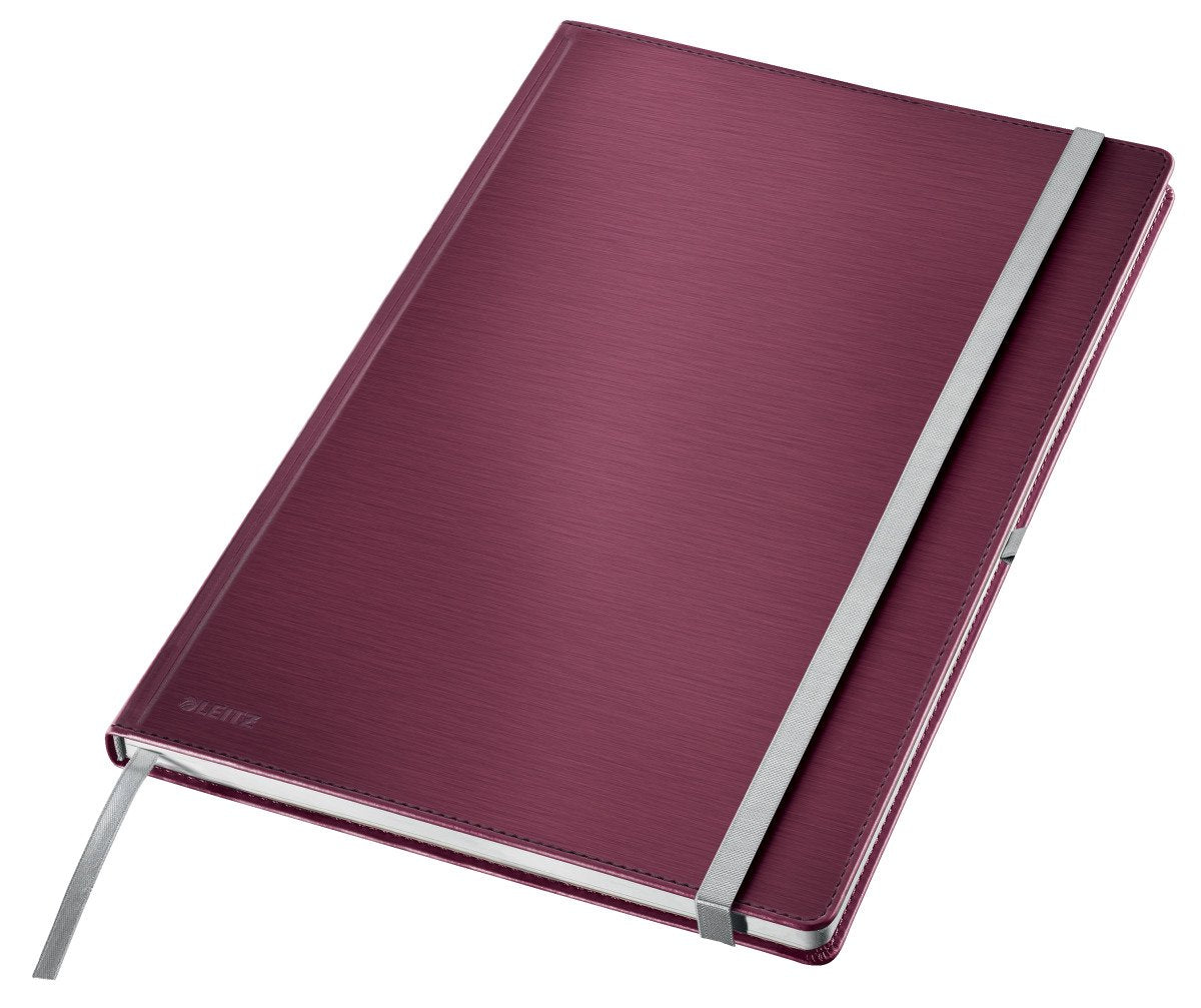 Notizbuch im Leitz-Stil, A4 liniert – mit Hardcover – 100-Gramm-Papier – Granatrot