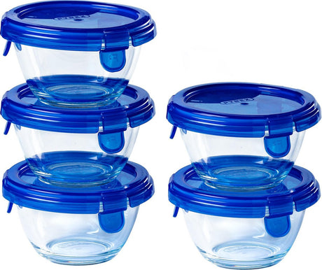 Pyrex - Cook Go Schüssel rund mit Deckel 200 ml Set à 5 Stück - transparent blau