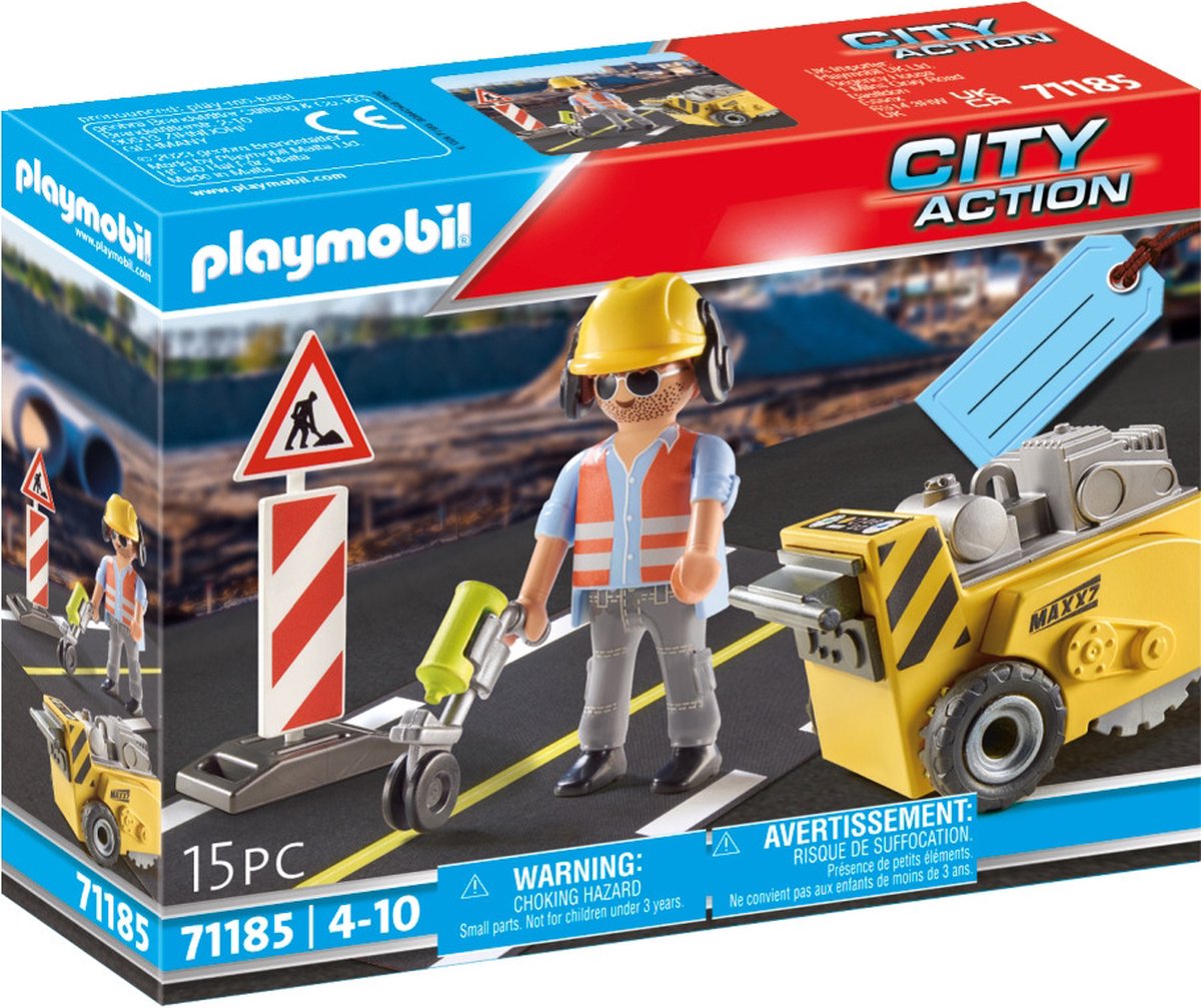Playmobil City Action Bauarbeiter mit Kantenschneider – 71185