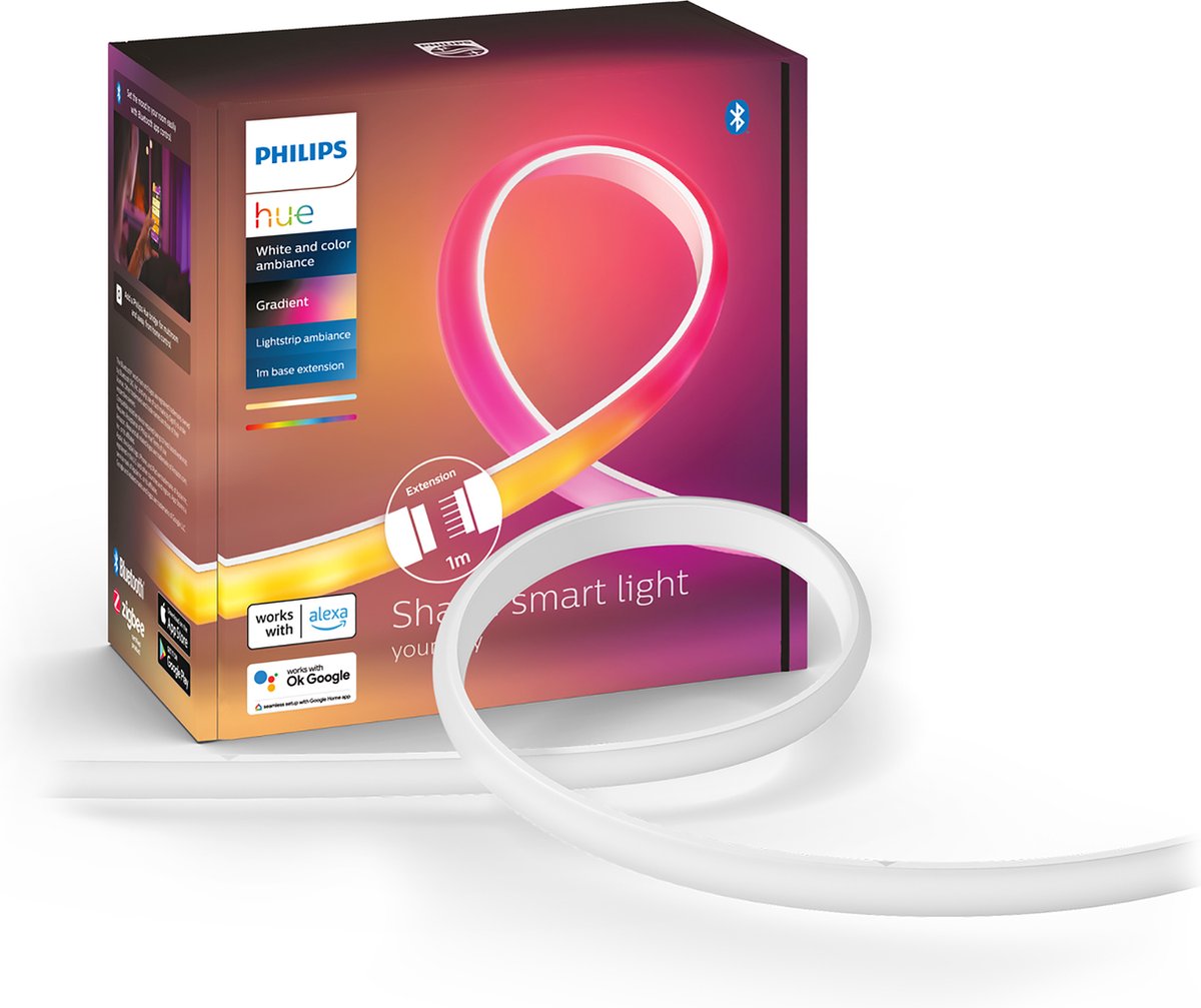 Philips Hue Farbverlaufs-Lichtleiste, 1 Meter Verlängerung – Weiß- und Farbambiente – Bluetooth