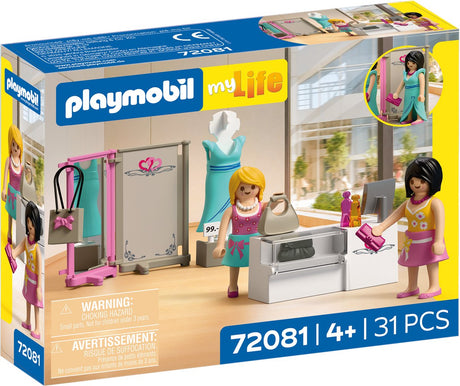 Playmobil Mylife Modeboutique | 2 Figuren mit Schaufensterpuppe und Theke | regt die Kreativität an | Kinderspielzeug für Kinder ab 4 Jahren | 72081