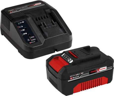 Einhell 18 V 4,0 Ah Power X-Change Starter Kit – 1x 4,0 Ah Akku und Schnellladegerät – universell für alle Power X-Change Maschinen