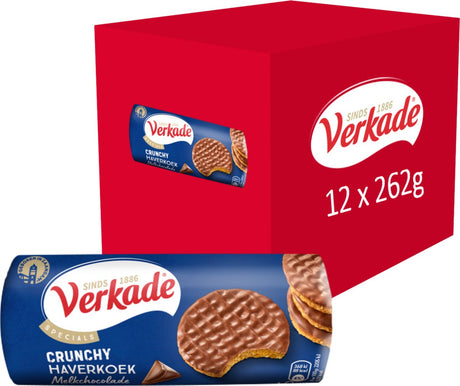 Verkade - Keks - knusprige Haferkuchen-Milchschokolade - 12 x 262 Gramm