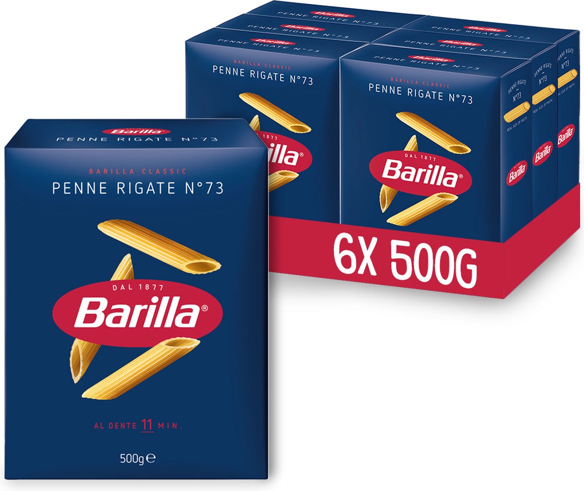Barilla Penne Rigate – traditionelle italienische Pasta – 6 x 500 g