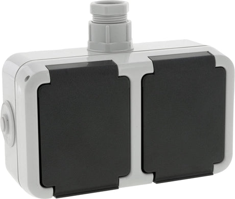 Peha spatwaterdicht contactdoos opbouw 2v horizont randaarde wartel m20